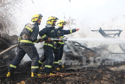 圖為消防官兵正在緊急滅火 圖為消防官兵正在緊急滅火