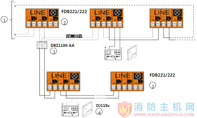 FDO221-CN煙感探測(cè)器接線圖
